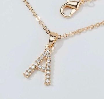 Rhinestone Letter Charm Necklace