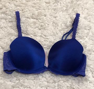 Victoria's Secret Pink Lace Push Up Bra Royal Blue 32C - $20 - From Megan