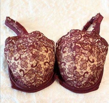 Harlequin Lingerie Persia Burgundy Lace Bra Size 30H - $41 - From