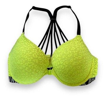 PINK - Victoria's Secret Victoria's Secret PINK push-up bra 36D Pigeonnant  neon yellow lace racerback Size undefined - $32 - From Kimberly