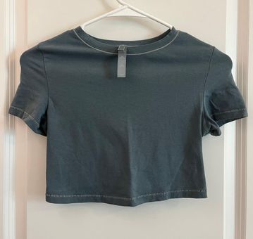 Gray Cotton Jersey Super Cropped T-Shirt