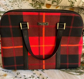 Kate Spade Wool Handbag Bag Plaid Charcoal Red Off White Small Tweed Bow  Purse | eBay