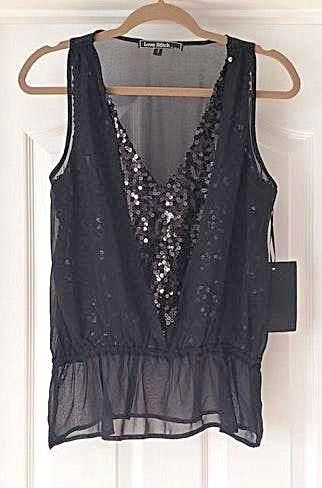 black sequin sleeveless top