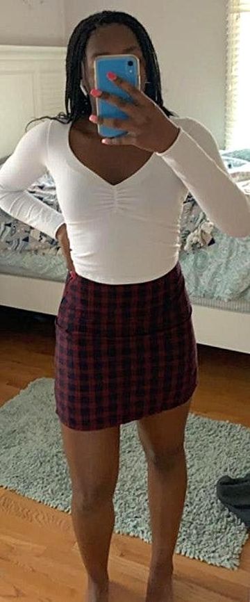 red plaid skirt boohoo