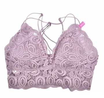 PINK - Victoria's Secret VS PINK Lavender Purple Longline Crochet Lace  Padded Bralette Size M - $25 New With Tags - From Jennifer