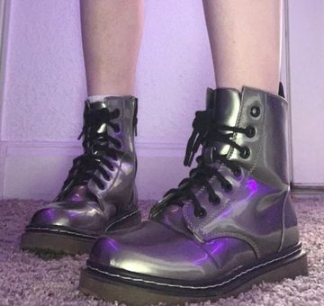 shiny combat boots