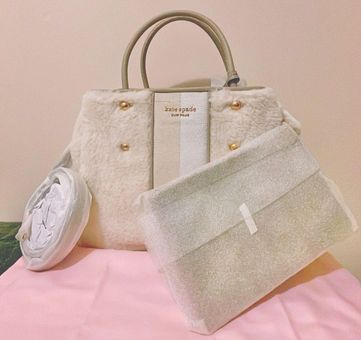 kate+spade+new+york+Faux+Shearling+Small+Tote+-+Tan for sale