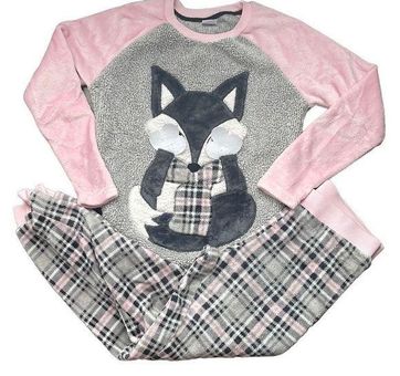 FLUFFY PJ SET PINK FOXES