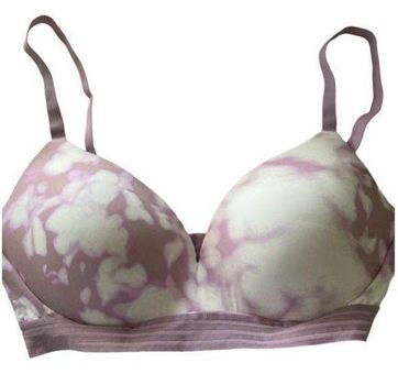 Auden Orchid leaves lavender and white Wirefree push-up Bra Size