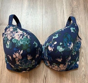 Cacique Blue Floral Lightly Padded Underwire Bra Size 44K - $28