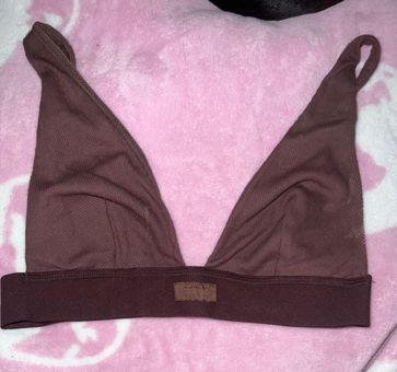 SKIMS Cotton Plunge Bralette Brown - $35 (12% Off Retail) - From