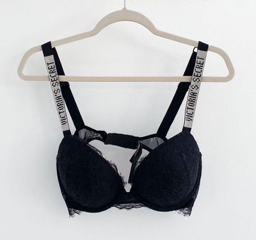 Victoria's Secret Black Lace Shine Strap Push-up Bra Size 36 C - $30 (57%  Off Retail) - From Sydney
