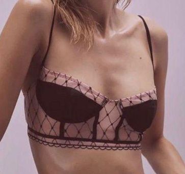 For Love & Lemons Burlesque Fishnet Underwire Bra Black Size M - $100 New  With Tags - From Brooke