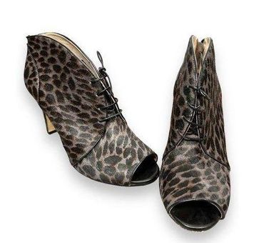 Louise et Cie Real Cow Hair Leopard Peep Toe Lace Up Booties Size undefined  - $63 - From Danielle