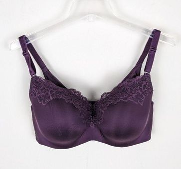 LIGHTLY LINED FULL COVERAGE BALCONETTE BRA LACE PURPLE WITH 360