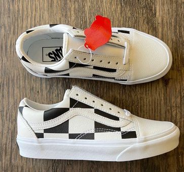 Vans Old Skool White and oversized checkered Size 6 $65 - From Cedez
