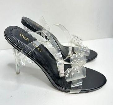 Chase and Chloe Sandals Womens Size 8.5 Clear Embellished