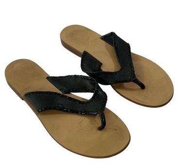 Jack Rogers Classic Footbed Flat Thong Sandals Black | Jender