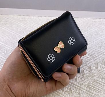 Coin Purse Button Closure Mini Wallet Portable Money Storage Pouch Vintage  Faux Leather Wallet Key Lipstick Cardholder Bag for Women Black at Amazon  Women's Clothing store