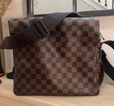 Louis Vuitton Naviglio Damier Ebene Crossbody Handbag Large Brown Leather  Purse