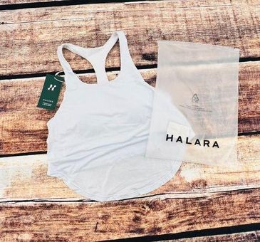 Halara Yoga Tank Top Small White Round Neck Racerback Tie Up