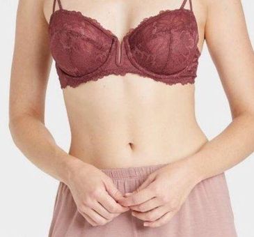 Auden Rubine Balconette Unlined Underwire Blush Pink Lace Bra