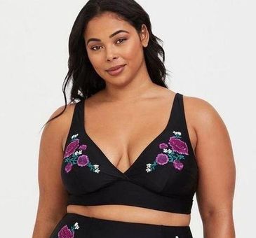 Torrid Black Embroidered Wireless Triangle Bikini Top 3 3X - $21 - From  Jenny