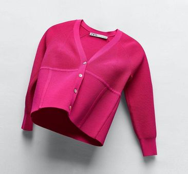 zara pink cropped cardigan