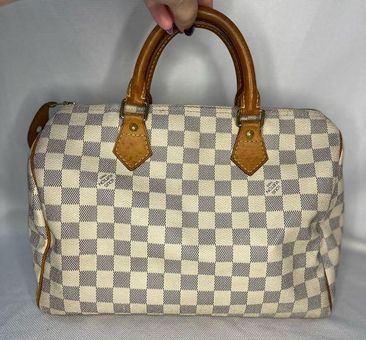 Louis Vuitton Speedy 30 White Damier Azur Hand Bag Made In France