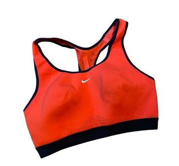Nike sports bra formed chest padding medium orange red black color like new  - $19 - From Adriana
