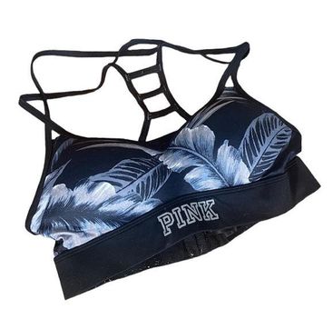 Victorias Secret PINK Sports Bra Ultimate Black Bra & Floral Panty