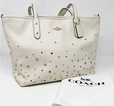 Coach Stardust Stud Ivory Leather City Zip Tote Bag - $125 - From