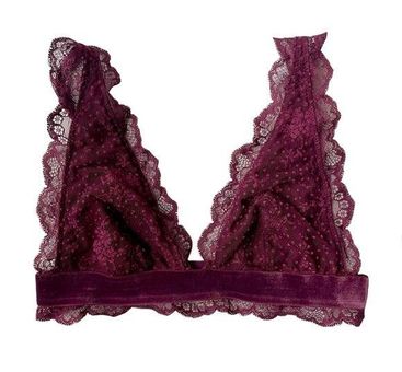 Victoria's Secret Burgundy Velvet and Lace Triangle Bralette Small