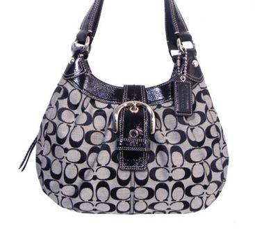 Coach, Bags, Coach Purse Speedy Leather Grayblack Print