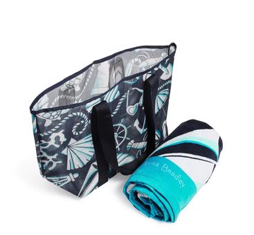 Vera Bradley Mesh Tote Bag and Beach Towel Bundle in Shore