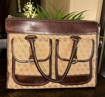 Dooney & Bourke Signature Fabric Double Pocket Tote Brown *moro Leather -  $195 - From Katie