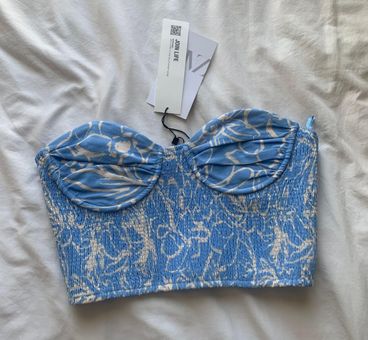 Selling blue corset top from Zara.