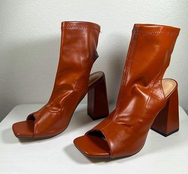 Flared Block Heel High Ankle Boots