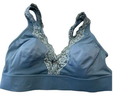 SOMA Embraceable Wireless unlined LAce trim Bra Green - $9 - From