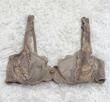 Victoria's Secret Lace Mesh Unlined Wire Bra Nude 36C Size