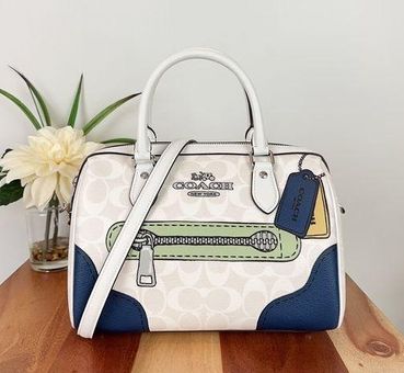 NWT Coach Rowan Satchel With Signature Canvas Detail in Chalk