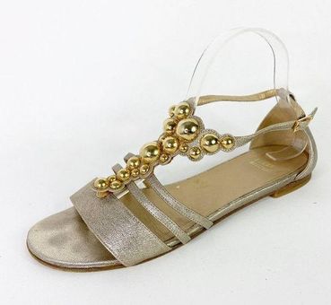 1970s Women's Sandals...ladies Irridescent Gold Beaded Mule Sandals...open  Toe...size 7...lebasi Philippines Clear Strap Heeled Shoes... - Etsy