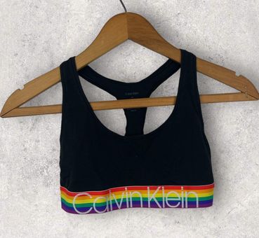 Calvin Klein Black Sports Bra Rainbow Racerback  Black sports bra, Calvin  klein black, Racerback