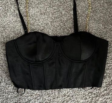 Forever 21 Black Satin Bustier Crop Top Size M - $10 (47% Off Retail) New  With Tags - From Rebecca