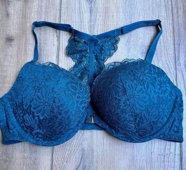 Auden Bra 36B Teal Floral Lace Womens Lingerie Racerback Push Up Size  undefined - $17 - From Alexis
