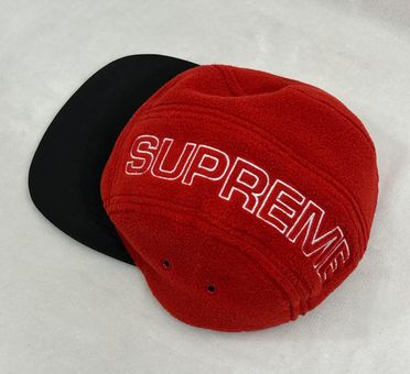 Supreme Authentic Spell out Polartec Fire Red Fleece Camp Hat