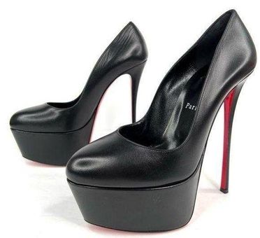 Christian Louboutin Dolly Leather Red Sole Platform Booties In Black