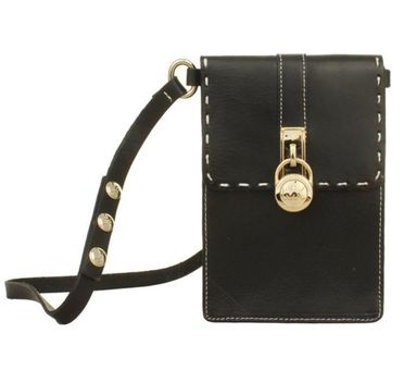 Michael Kors Hamilton Black Leather Padlock Handbag Shoulder