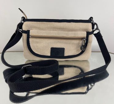 Kipling Creme Beige Black Fabric Flap Over Small Rectangle Crossbody Purse  Bag Tan - $35 - From Karena