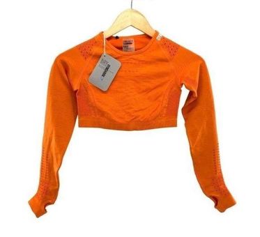 Gymshark Vital Seamless 2.0 Long Sleeve Crop Top - Apricot Orange